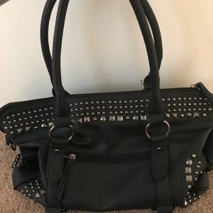 Studded Black Faux Leather Purse